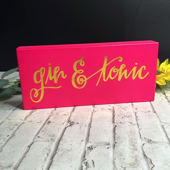Gin & Tonic Small Wooden Block Sign - Picture 3 of 4